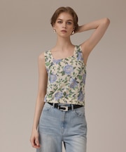 ローズプリントニットトップ