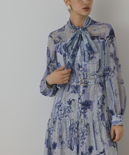 【ジュディ 様✨】グレースコンチネンタル　プリントボウタイワンピース リボンタイ ジュディ 様✨】グレースコンチネンタル プリントボウタイ