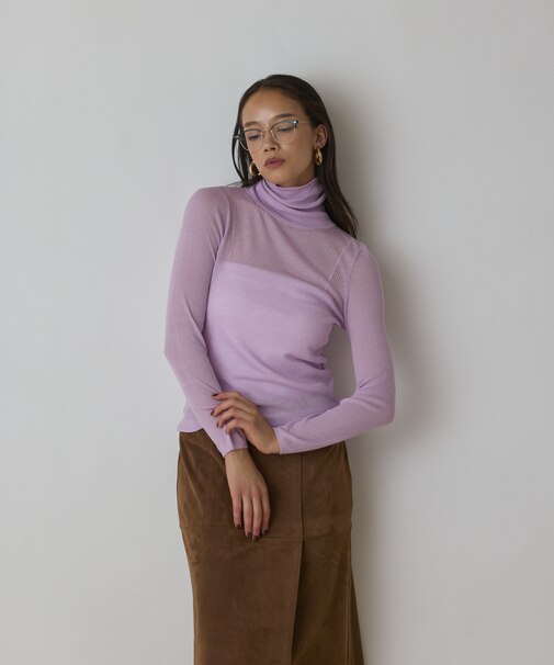 シアーリブニットトップ