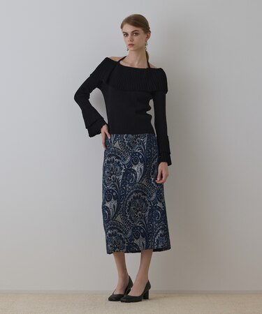 ラメペイズリージャガードスカート