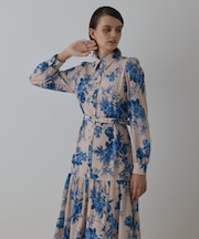 ブーケフラワープリントワンピース