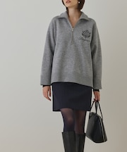 ハーフジップニットトップ