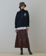 ハーフジップニットトップ