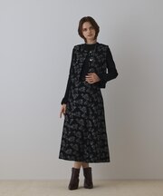 ラメフラワージャガードフレアスカート