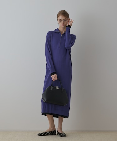 バイカラーストレートニットワンピース