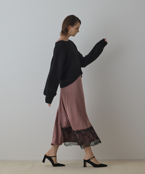 サテンレースニットワンピース｜グレースコンチネンタルの通販