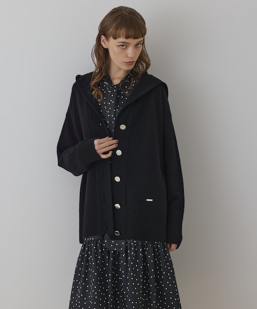 ウールフードニットカーディガン