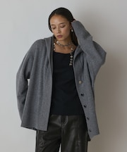 ウールフードニットカーディガン