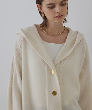 ウールフードニットカーディガン