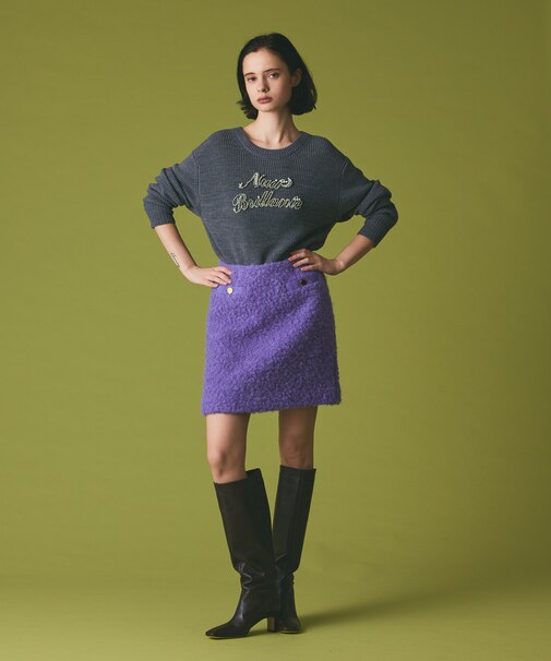 ビジューロゴニットトップ