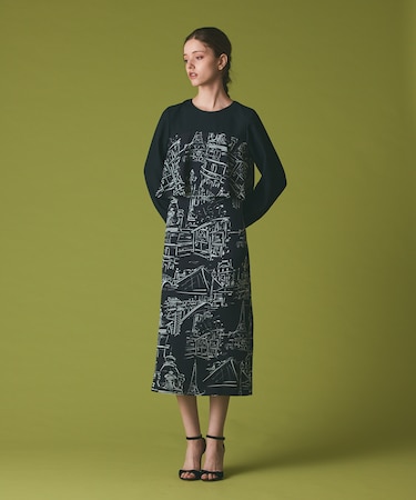 プリントコンビドレス