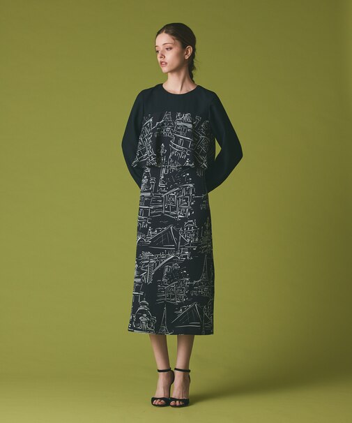 プリントコンビドレス