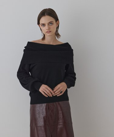 ウールオフショルニットトップ