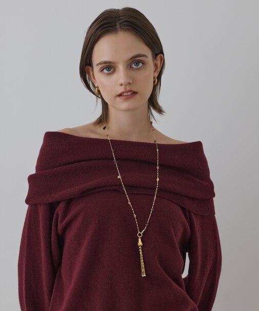 ウールオフショルニットトップ