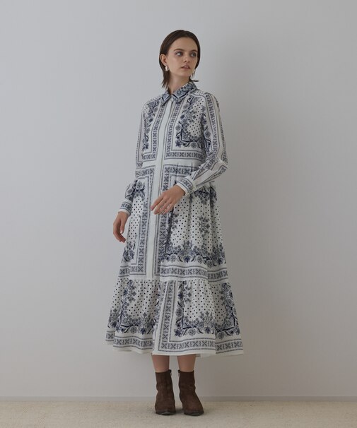 バンダナプリントシャツワンピース