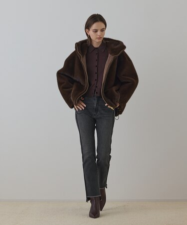 フェイクミンクフードジャケット