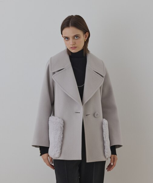 ファーポケットピーコート