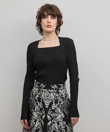 スクエアリブニットトップ