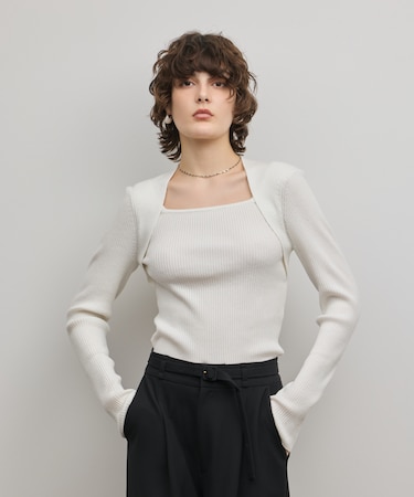 スクエアリブニットトップ