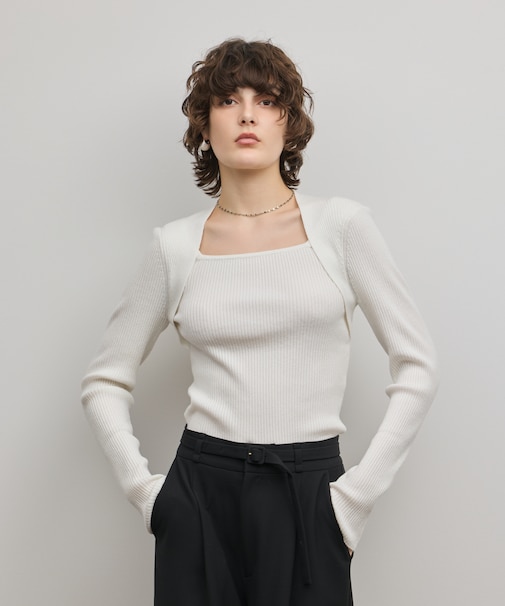 スクエアリブニットトップ