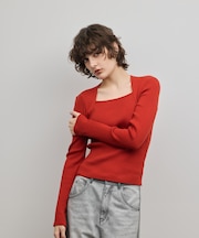 スクエアリブニットトップ