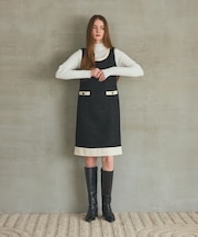 ツイードトリミングワンピース