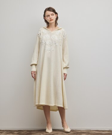 ケミカルレースニットワンピース