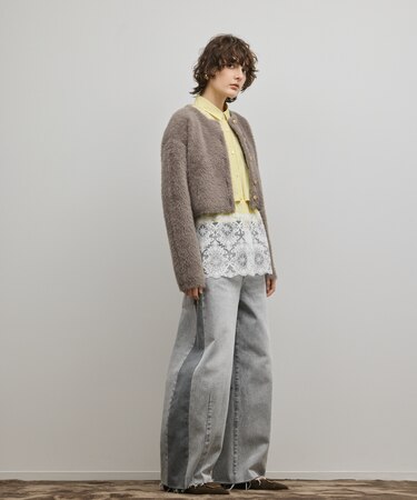 フェザーショートニットカーディガン