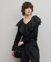 フリルニットカーディガン