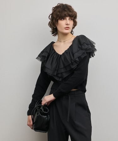 フリルニットカーディガン