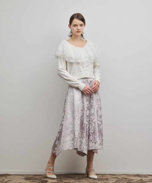 フリルニットカーディガン