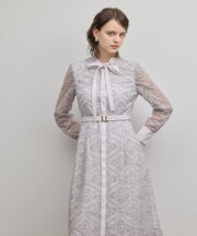 オーナメント刺繍フレアワンピース