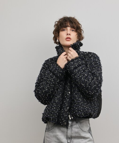 ツイードダウンジャケット