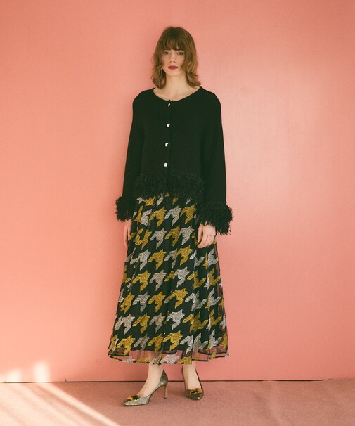 千鳥刺繍チュールスカート