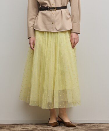 フロッキードットプリーツスカート