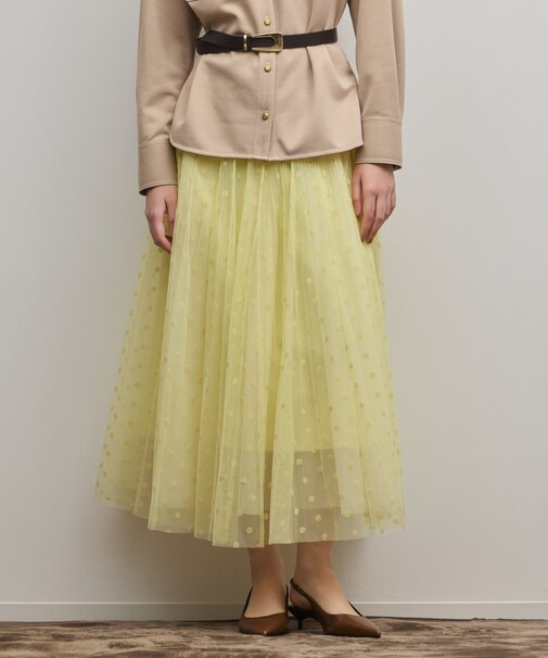 フロッキードットプリーツスカート