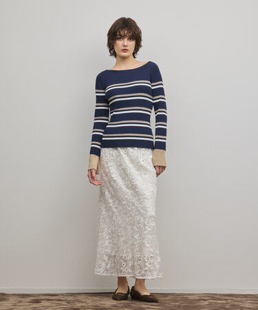 ラメボーダーニットトップ