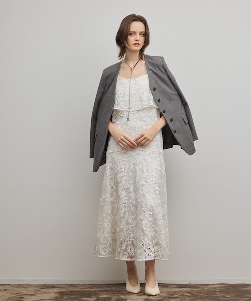 チュールレースロングワンピース