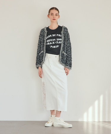 ツイーディーニットジャケット