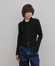 リブシャツニットトップ