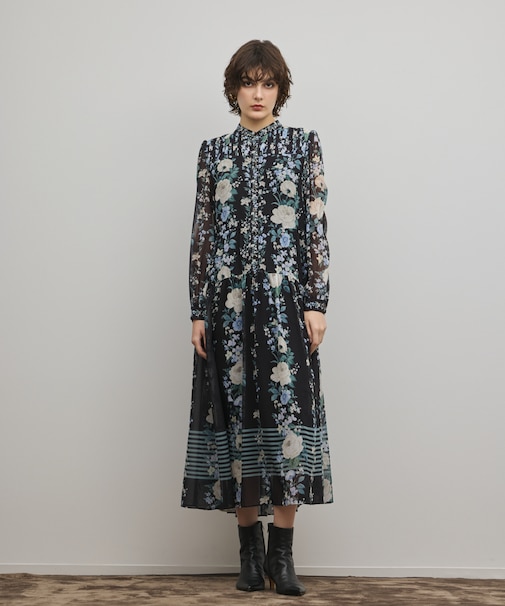 フラワープリントティアードワンピース