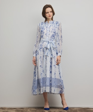 フラワープリントティアードワンピース