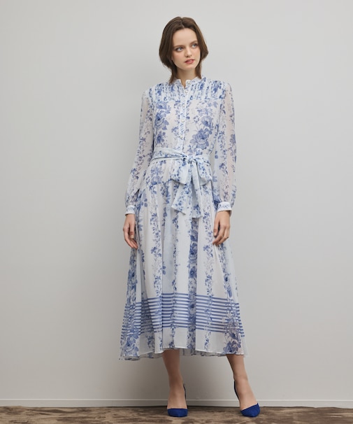 フラワープリントティアードワンピース