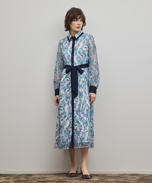 マルチフラワー刺繍フレアワンピース｜グレースコンチネンタルの通販  