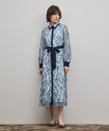 マルチフラワー刺繍フレアワンピース