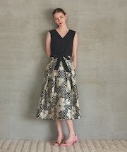 ドットボタニカルジャガードドレス