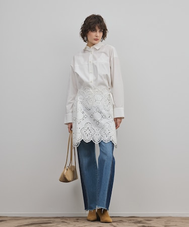 カット刺繍イレギュラーシャツ