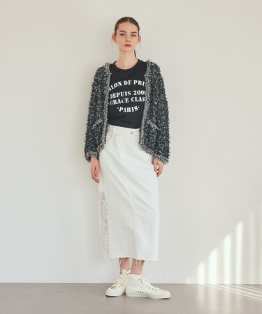 サイドレースデニムスカート