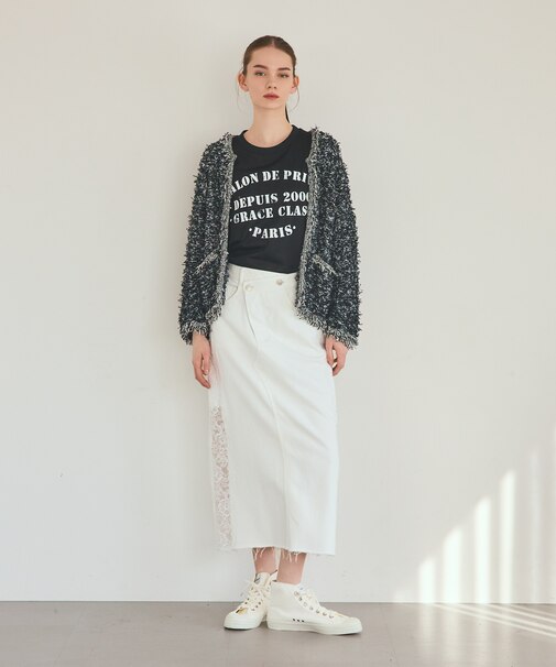 サイドレースデニムスカート