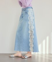 サイドレースデニムスカート